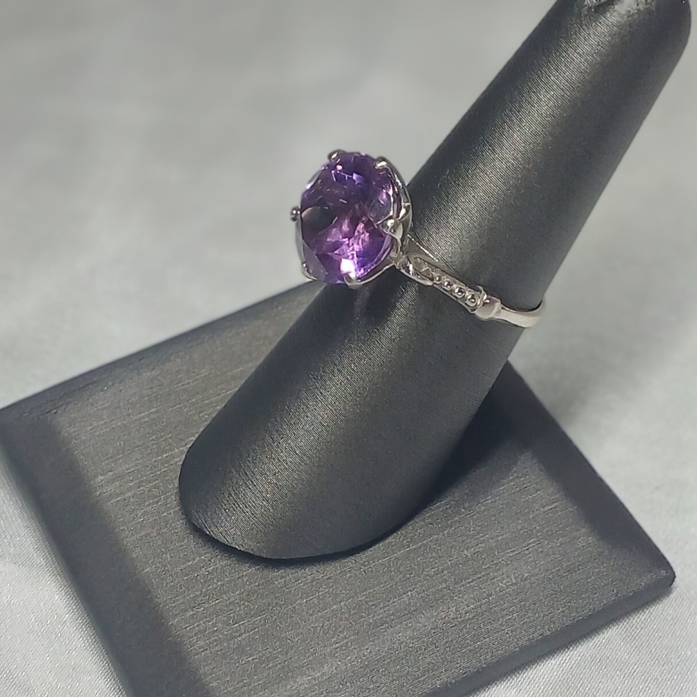 Purple Amethyst 925 Sterling Silver Ring, Size 6.5, 7. - Picture 8 of 10